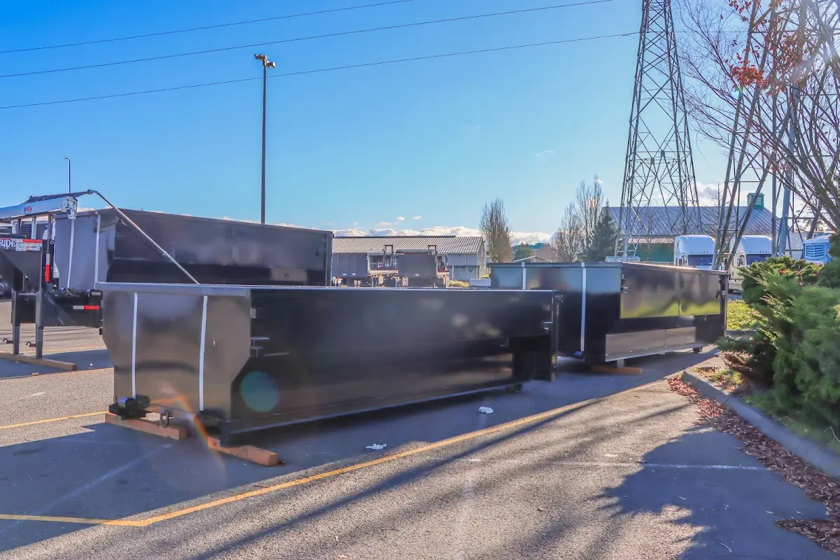 Roll-off dumpster ready for waste disposal at job site for Yard Waste Dumpster Rental in Camarillo